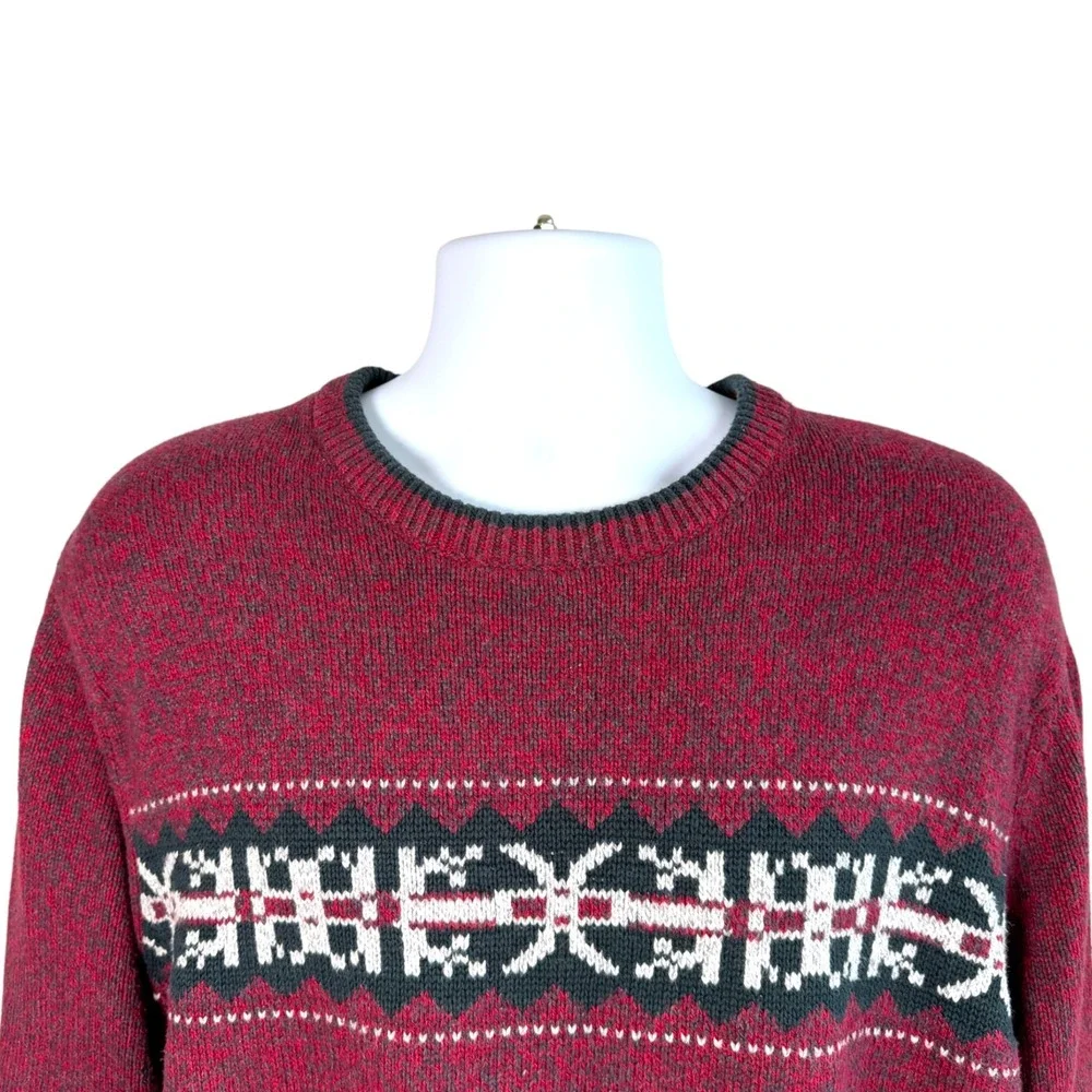 Eddie Bauer Mens Fair Isle Cotton Blend Sweater Size XL‎ Outdoors Cabincore - Picture 2 of 6
